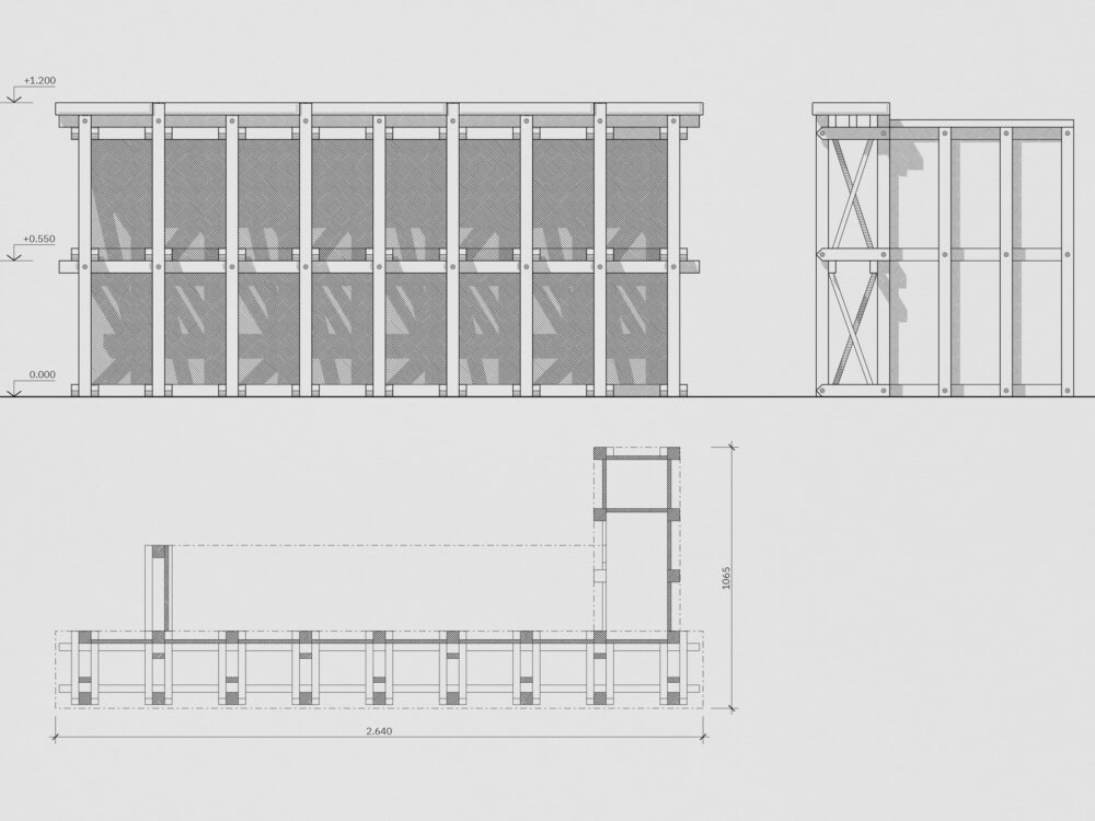 elevations and horizontal section