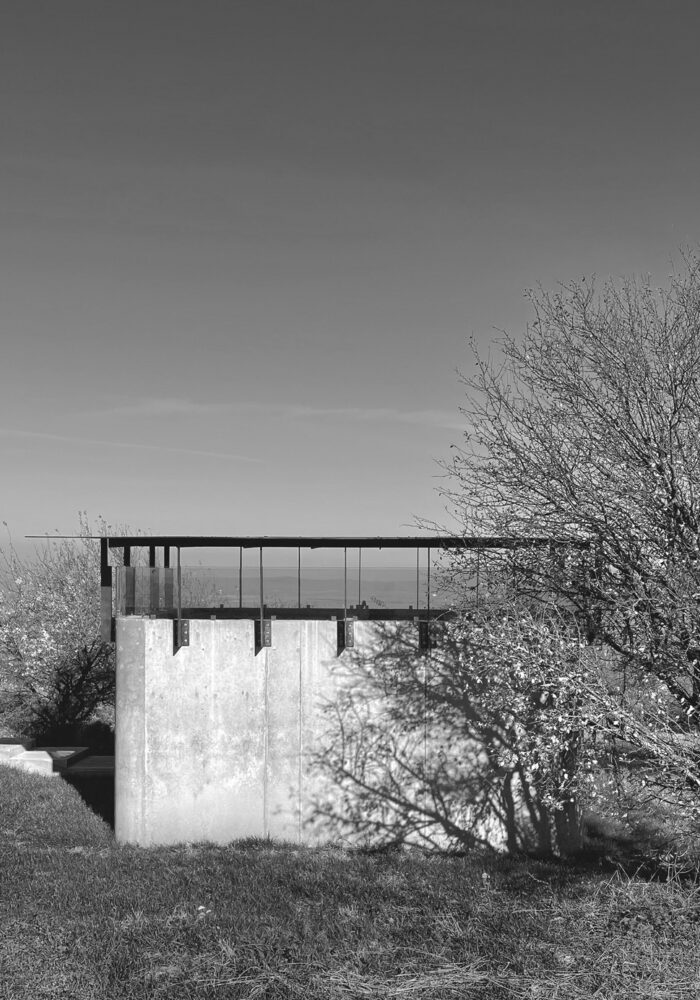 concrete pavilion landscape view